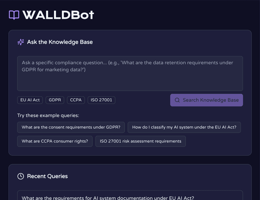 WALLDBot Compliance Chat Screenshot