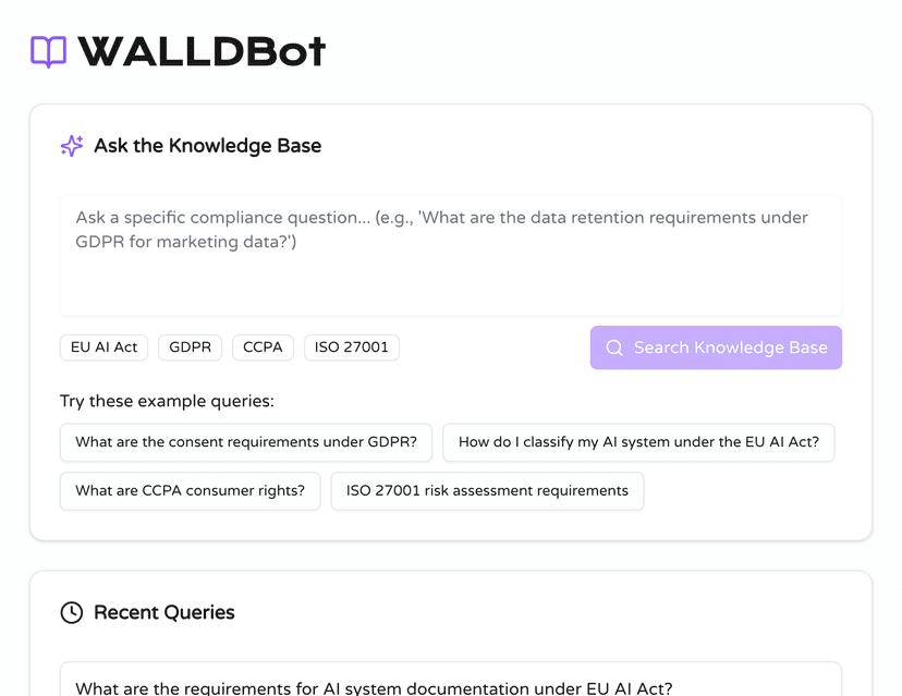 WALLDBot Compliance Chat Screenshot